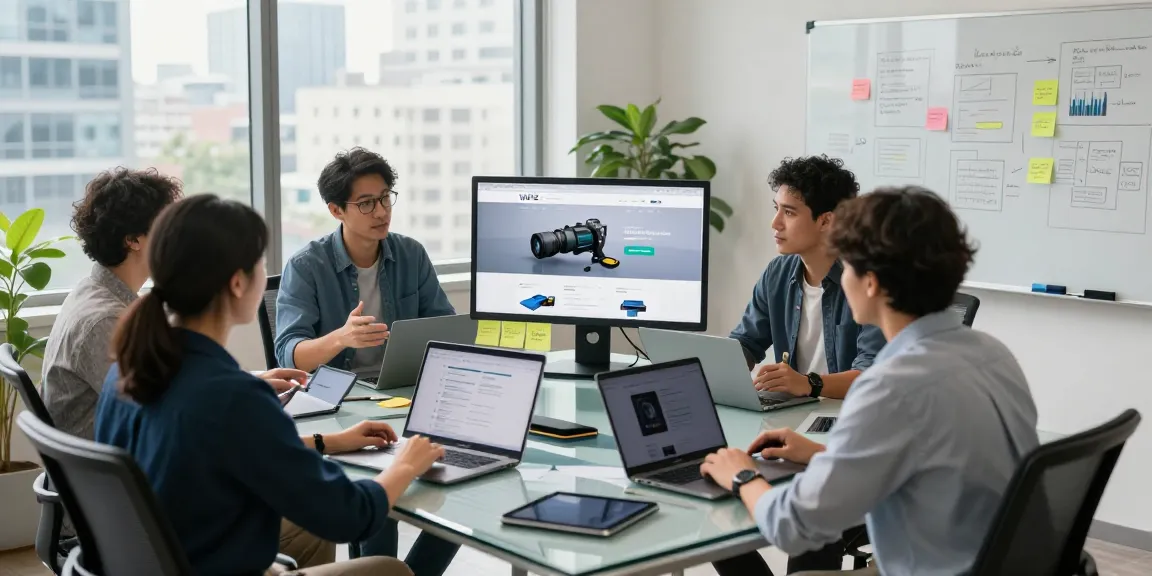 Team collaborating on WPS Official Website software features in a modern office