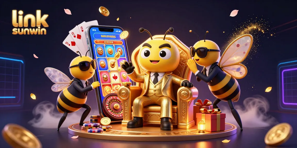 Experience thrilling gameplay with link sunwin in a dynamic 3D casino scene featuring vibrant slot games.